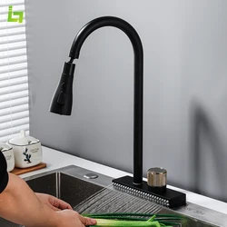 Big Waterfall Kitchen Faucet, Frio, Quente, Latão, Single Hole Tap, 2 Maneiras de Saída de Água, Pode Girar