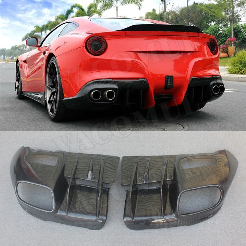 VACOMUL Carbon Fiber Rear Bumper Lip Diffuser Spoiler Case for Ferrari F12 Berlinetta 2013-2016 Car Styling