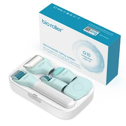 Bio Roller-Rodillo de Jade para el crecimiento del cabello, sistema de rodamiento de microagujas, rodillo de hielo de enfriamiento de la piel, masajeador, cuidado de la piel, G10, 10 en 1