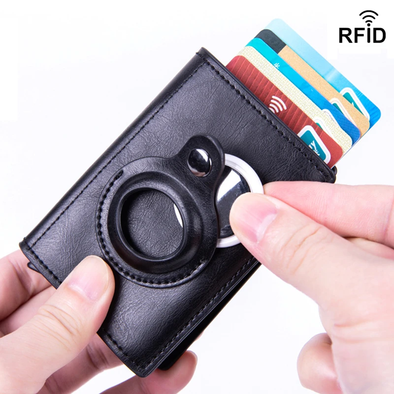 

New Rfid AirTag Men Wallets Card Holder Money Bags Anti Thin PU Leather Wallet For Apple Air Tag Male Purses Smart Cover Case