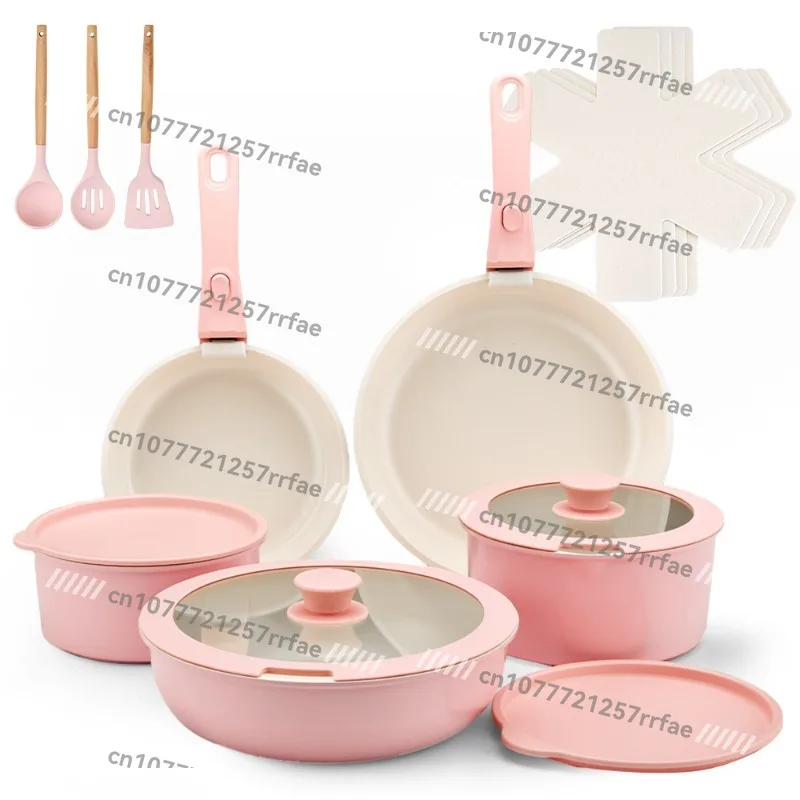 

Removable handle household non-stick pan nesting doll pan cooking pot set Maifanshi flat bottom frying pan soup pot