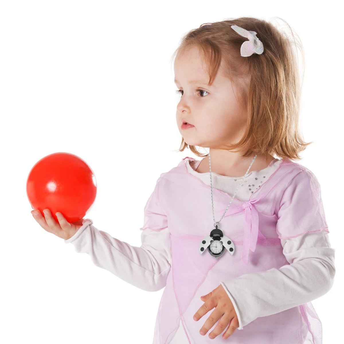 

Purple Retro Pocket Watch Ladybug Shape Vintage Quartz Alloy Kids Gift Durable Wearable Birthday Present For Children