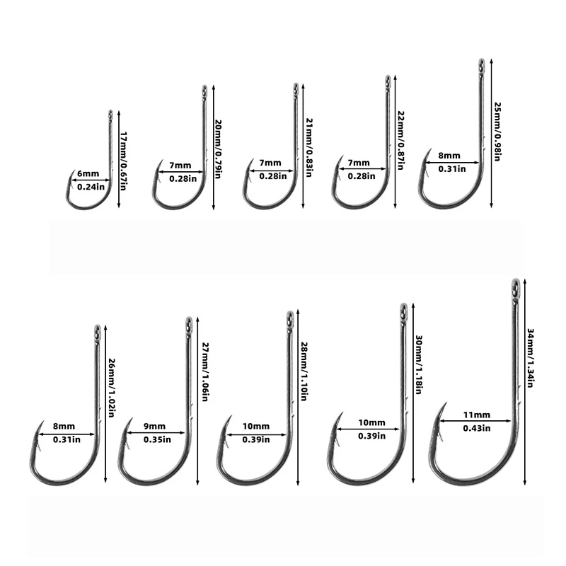 100pcs Double Back Thorn, Bent Fishhook, Long Handle, Tube, Sea Fishing Hook, Barb With Ring, Crooked Mouth Hook