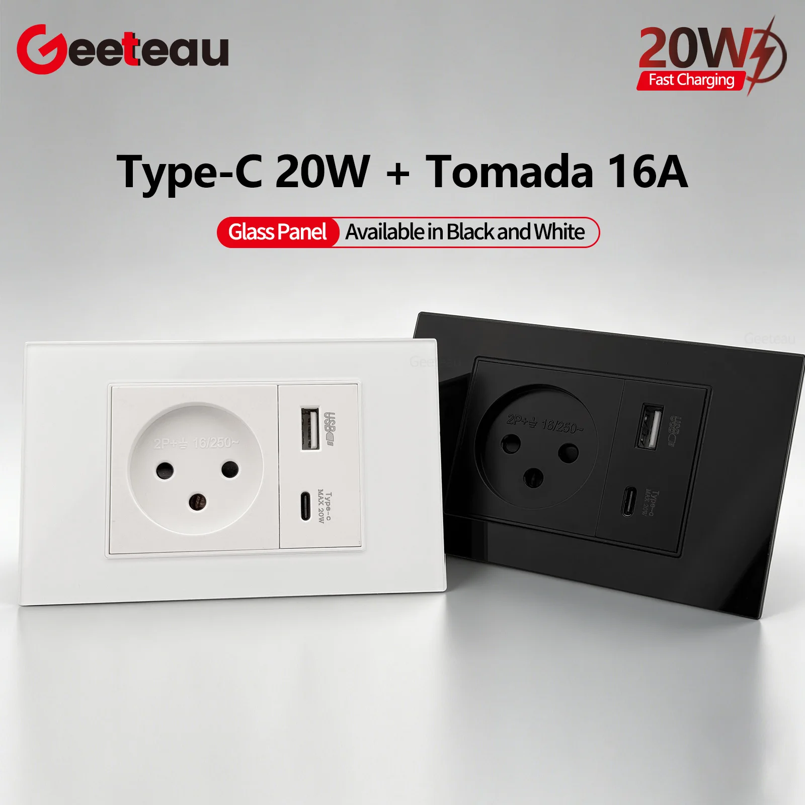 tomada-de-painel-de-vidro-geeteau-tipo-h-israel-com-usb-tipo-c-20w-16a-230v-cobre-fosforoso-fecho-de-seguranca-abertura-grande-para-fiacao-segura-para-uso-domestico