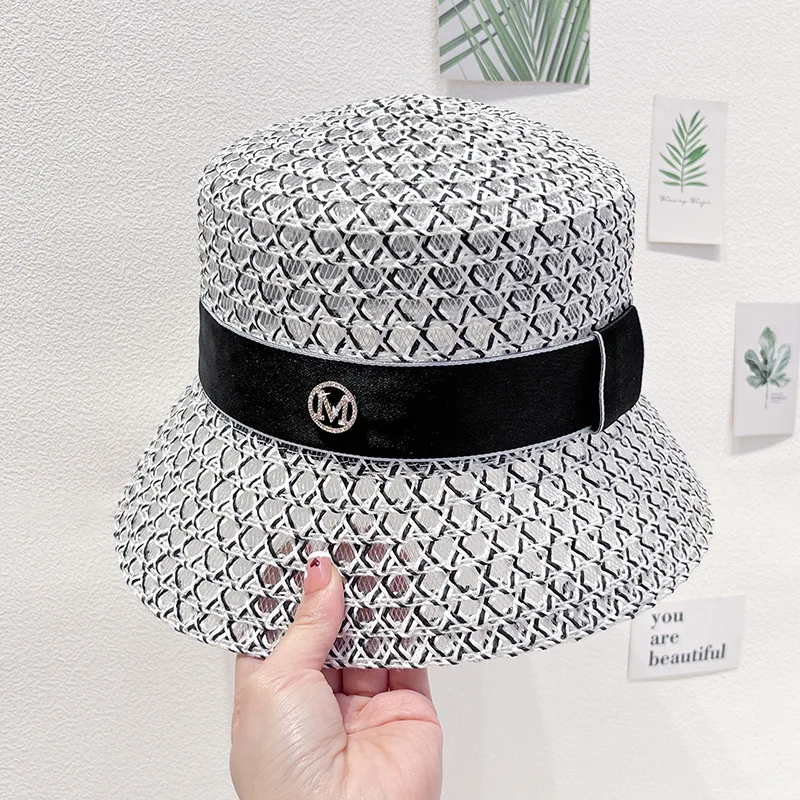 New Summer Bucket Hats Cap For Women Fashion Hollowout Spring Fisherman Hat With Blet M Female Outdoor Suncreen Beach Hat Gift