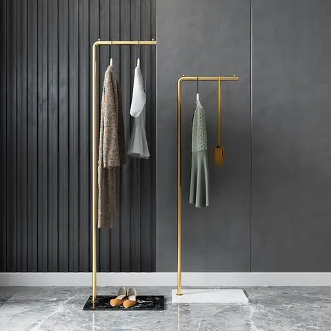 Nordic Luxury Floor Hanging Hanger - Simple Home Use in Bedroom, Modern Pole style Storage for Clothes and Hats