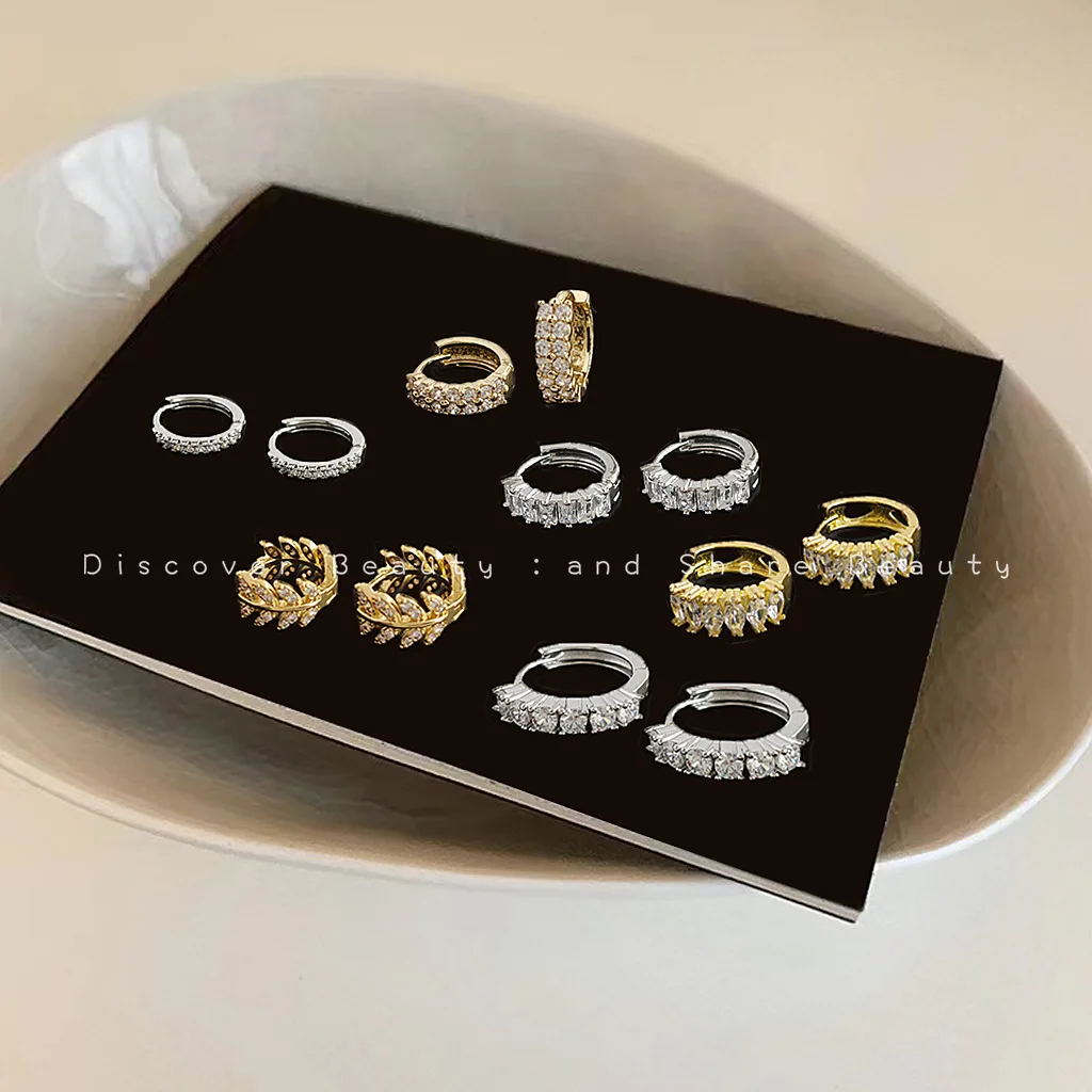 DIY accessories ins tide niche design sense zircon ear buckle fashion temperament high sense earrings personality commuter versa