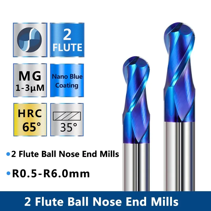 Xcan moagem bit 2 flauta bola nariz end mill R0.5-6.0 de carboneto de tungstênio cnc router bit final cortador de moagem máquina cnc ferramenta de