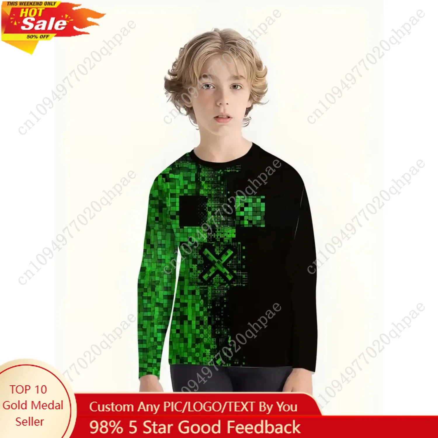 

Children's Clothing Tshirt for Kids Boy 3 to 14 Year Geometry Print Long Sleeve T-Shirt Boy Casual Top Round Neck Kids' T-Shirt