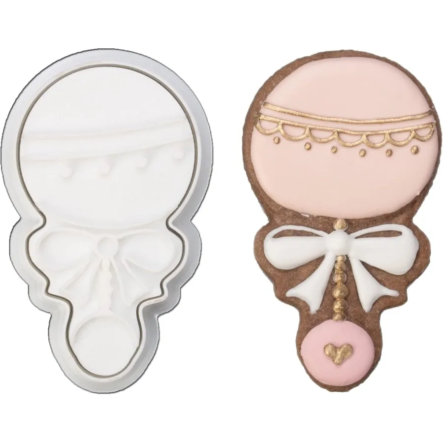 3D Ce Cutter with Baby Rattle Stampers Baby Shower Cake Mold Fondant Decorating Tools Mold for Sugar Craft Baking Mould ' Birth