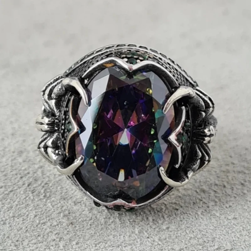 Exquisite Round Inlay Color Zircon Ring Fashion Metal Two-Tone Engagement Wedding Ring Women's Men's Jewelry