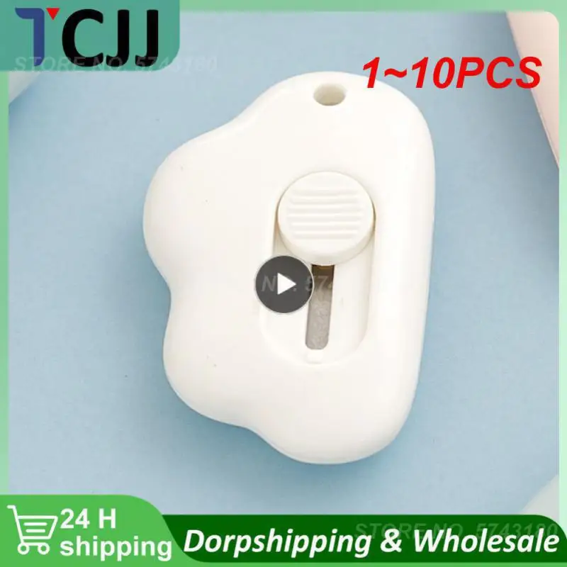 Mini cuchillo portátil de corte de papel, cuchilla de afeitar de Color nube de conejo lindo, corte de papelería de oficina, 1 ~ 10 piezas