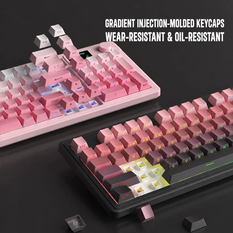 Teclado de membrana Langtu L98, com 98 teclas, silencioso, sem fios, Bluetooth, 2.4G, com fio, RGB, para jogos e escritório, compatível com portáteis 