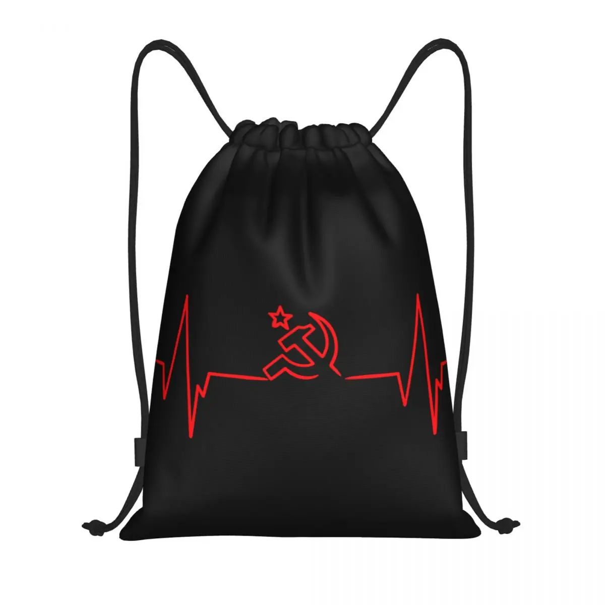 

Custom Heartbeat Rossia Russia CCCP Drawstring Backpack Bags Women Men Lightweight USSR Gym Sports Sackpack Sacks for Traveling