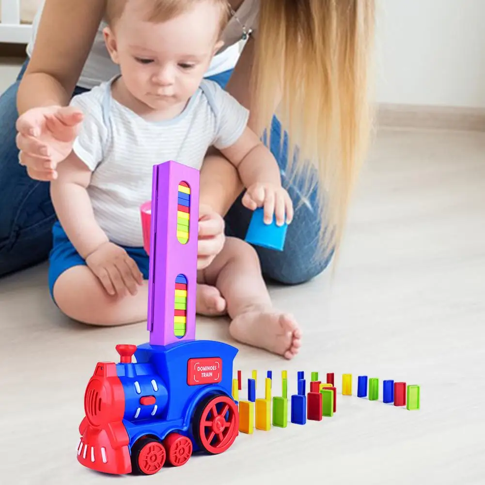 Odorless Abs Plastic Dominoes Durable Fun Electric Domino Train Set Enhancing Creativity Spatial Thinking Kids with Safe