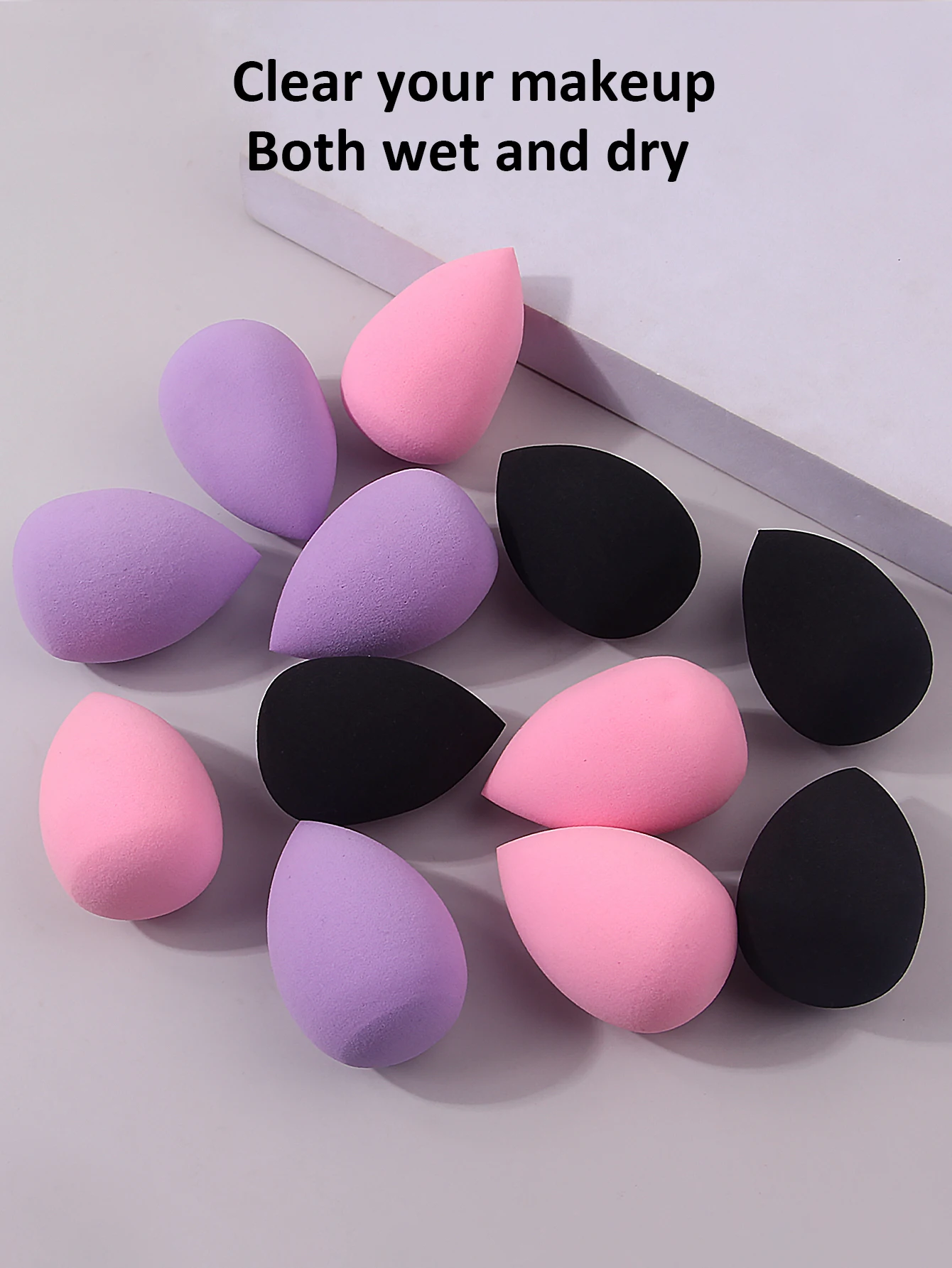 ฟองน้ำแต่งหน้าอเนกประสงค์ 12 ชิ้น ชุดฟองน้ำแต่งหน้าแบบไม่มีส่วนผสมของน้ำยาง ใช้ได้ทั้งแบบแห้งและแบบเปียก อุปกรณ์แต่งหน้า