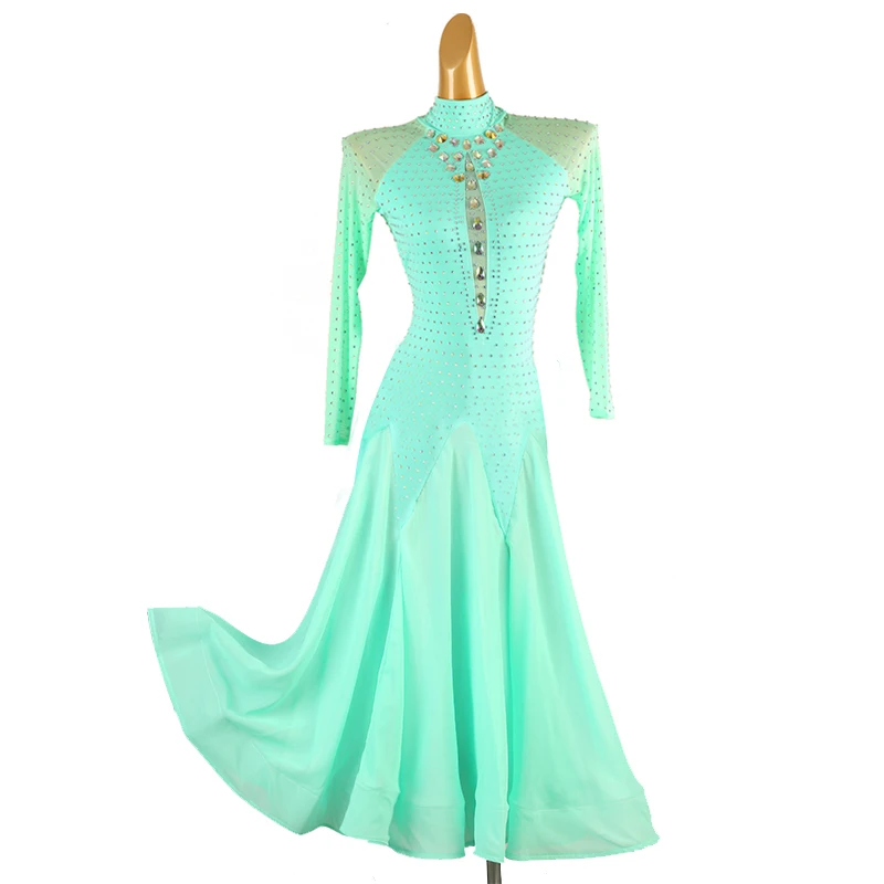 

2026 New Female Modern Elegant Long Stage Costume Womens Formal Ballroom Dance Clothes Glitter Prom Party Sport Competition Wear