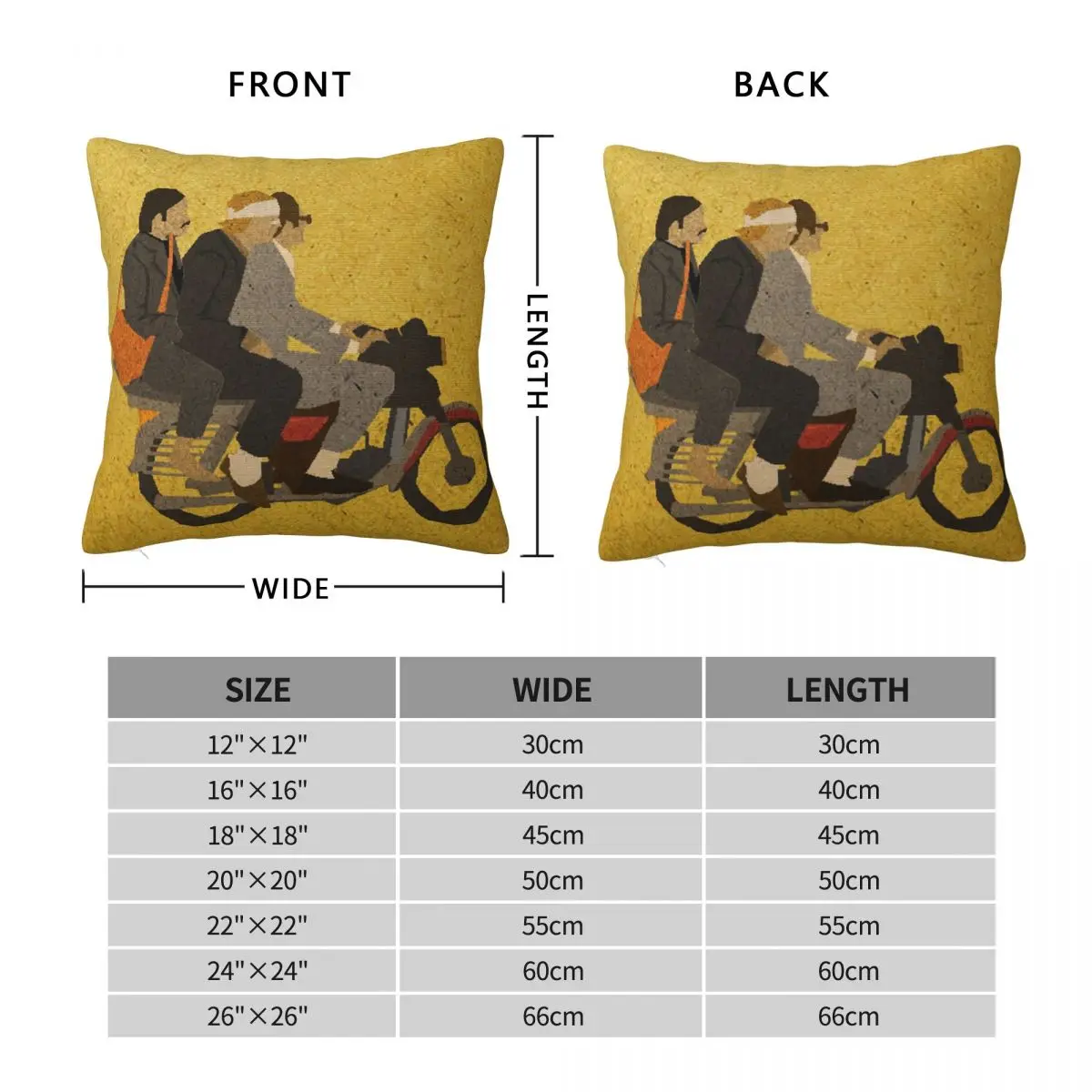 Wes Anderson Motorcycle Square Pillowcase Polyester Linen Velvet Creative Zip Decor Pillow Case Room Cushion Cover 45x45
