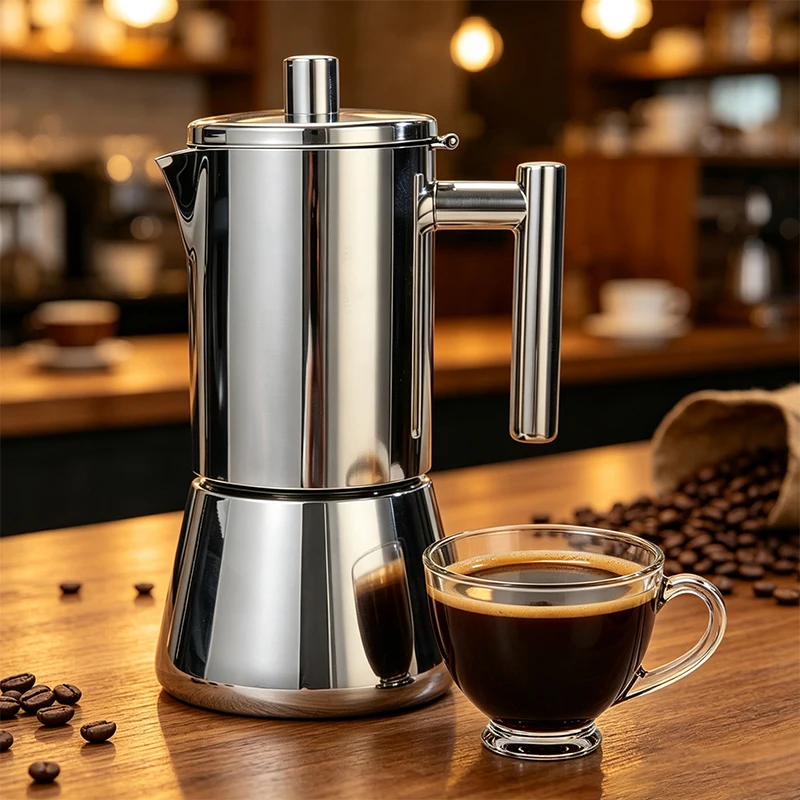 Mocha pot 304 Stainless Steel Italian Espresso Coffee Maker Portable Durable Moka Pot Compatible Gas Stove Home Camping Travel