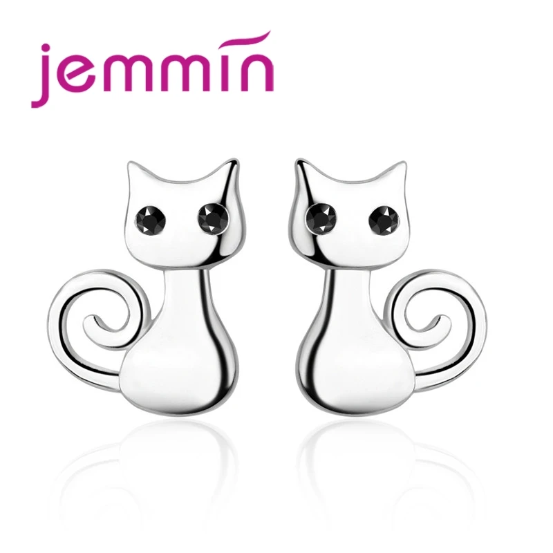 Hot Selling Fashion Exquisite Jewelry Accessories Lovely 925 Sterling Silver Cat Earrings Stud Earrings For Women Girls