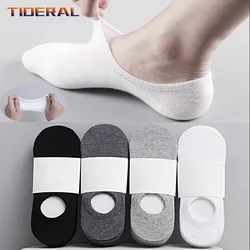 5 Pairs Men's Invisible Socks Slippers Cotton Silicone Non-slip Summer No-show Male Ankle Socks Casual Breathable Thin Boat Sock