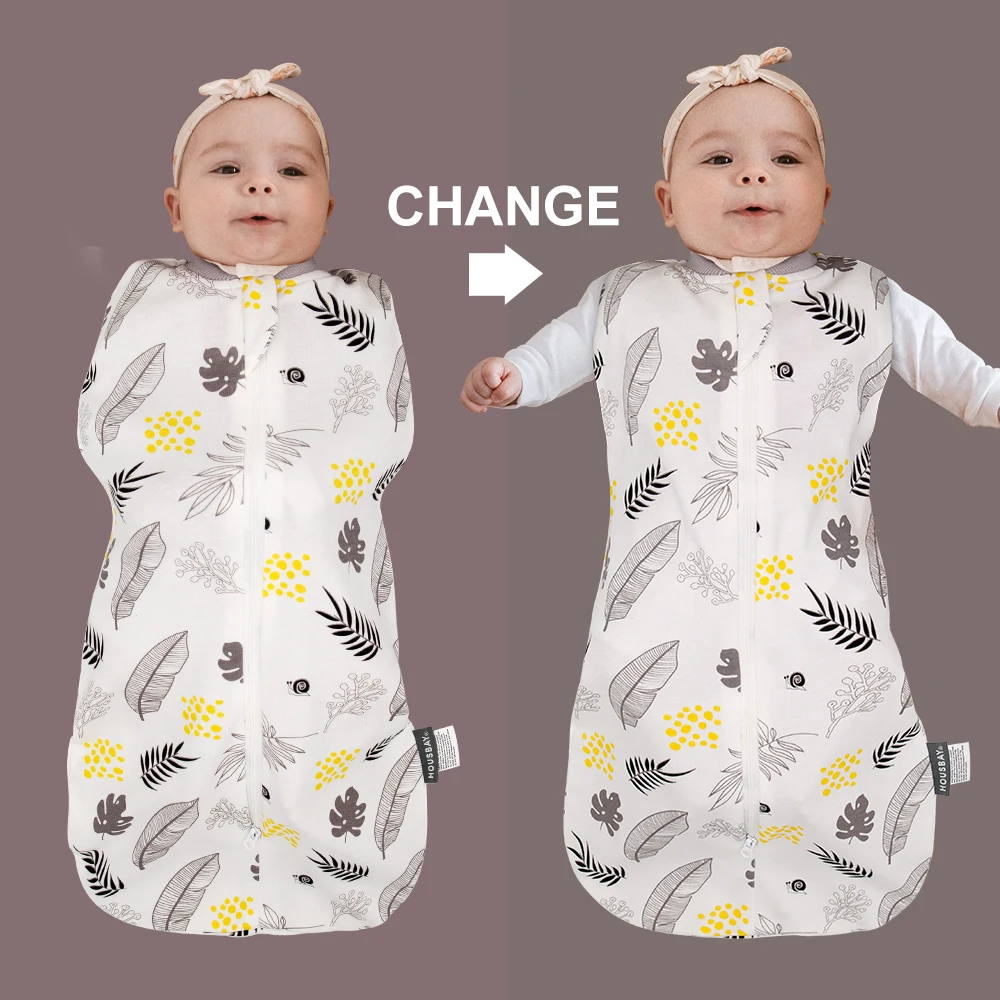 Baby Sleeping Bags Summer Thin Newborn Swaddle Blanket For 0-12Months Infant 100% Cotton Soft Newborn Wrapping 2-Ways Zipper