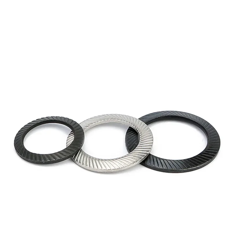 1~50PCS Double-sided Slip Washer M2.5M3M4M5M6M8M10 M12 M14 M16 M18~M36 304Stainless Steel/Black Carbon Steel Self-locking Gasket