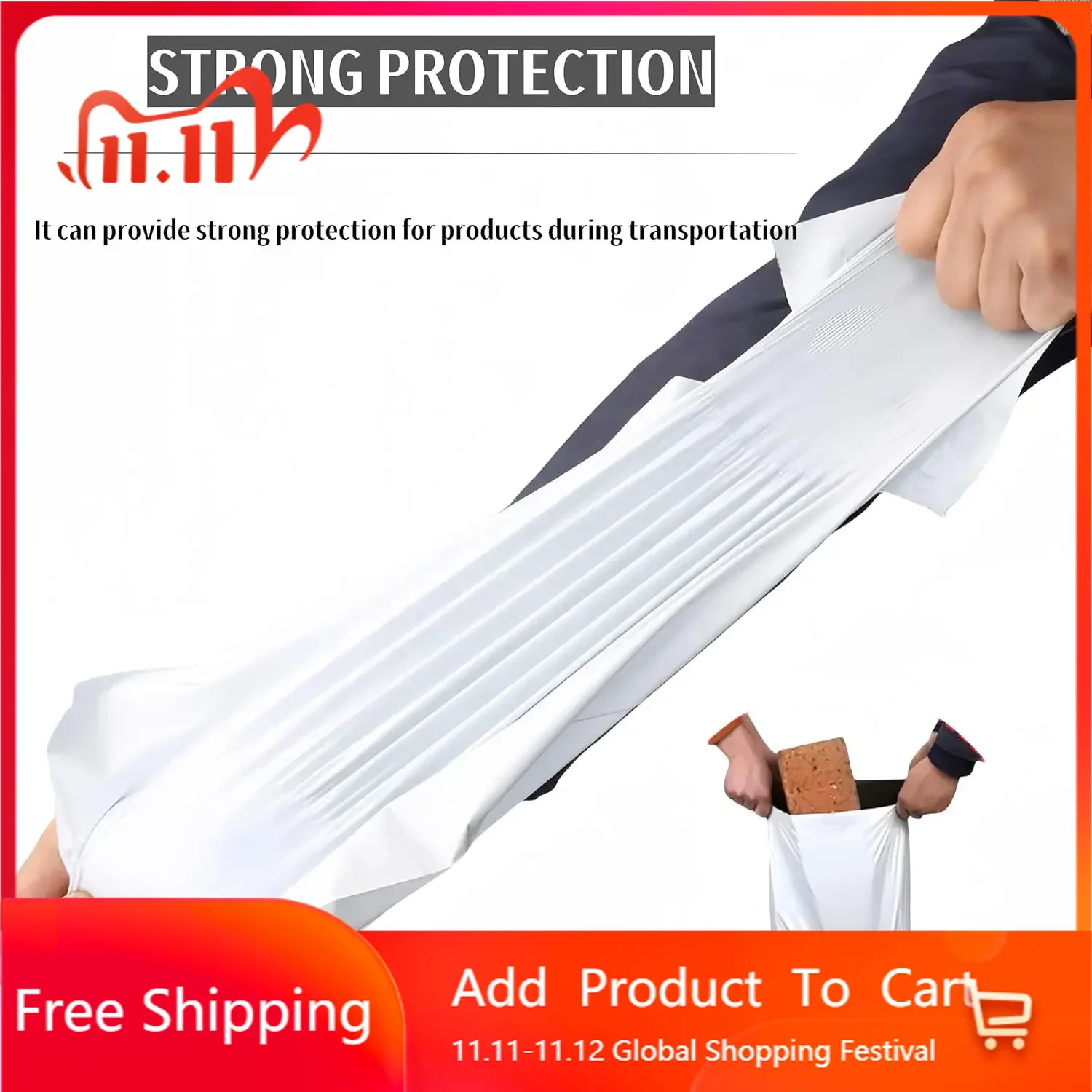 White Poly Mailers 11x14.5 Inches Waterproof Self Sealing Shipping E Commerce Bags for Apparel and Non Fragile Items 10 Pack