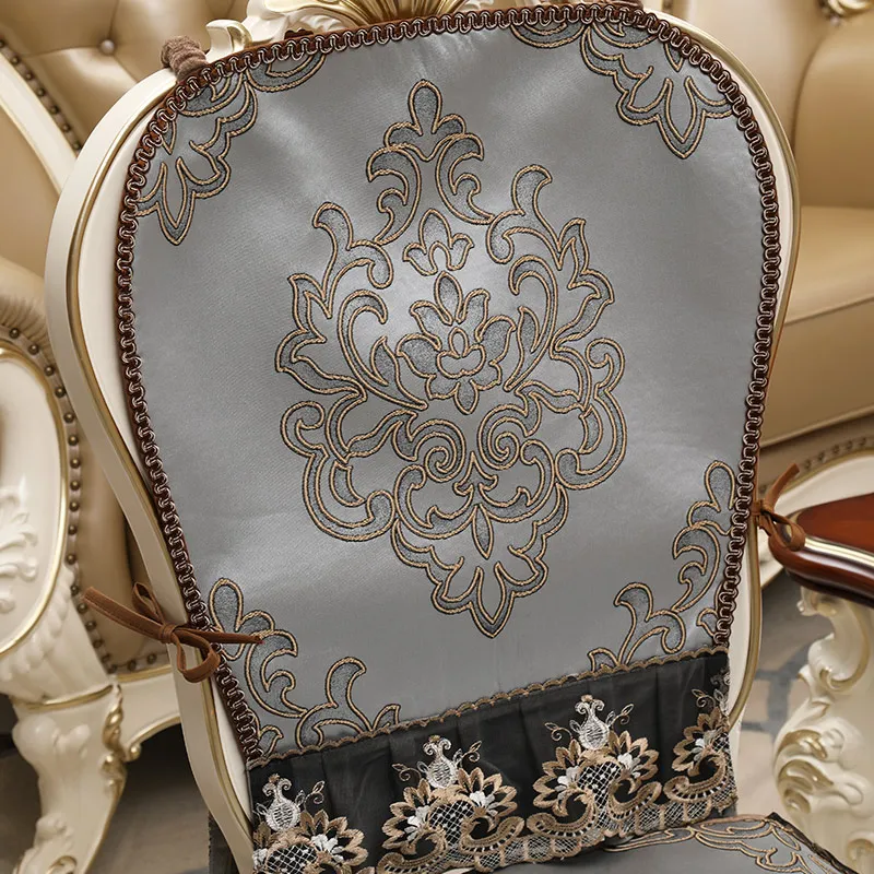 

European Embroidery Chair Cover Home Decor Lace Dining Chair CushionNordic Chair Protector Case Anti-slip Breathable Seat Cover