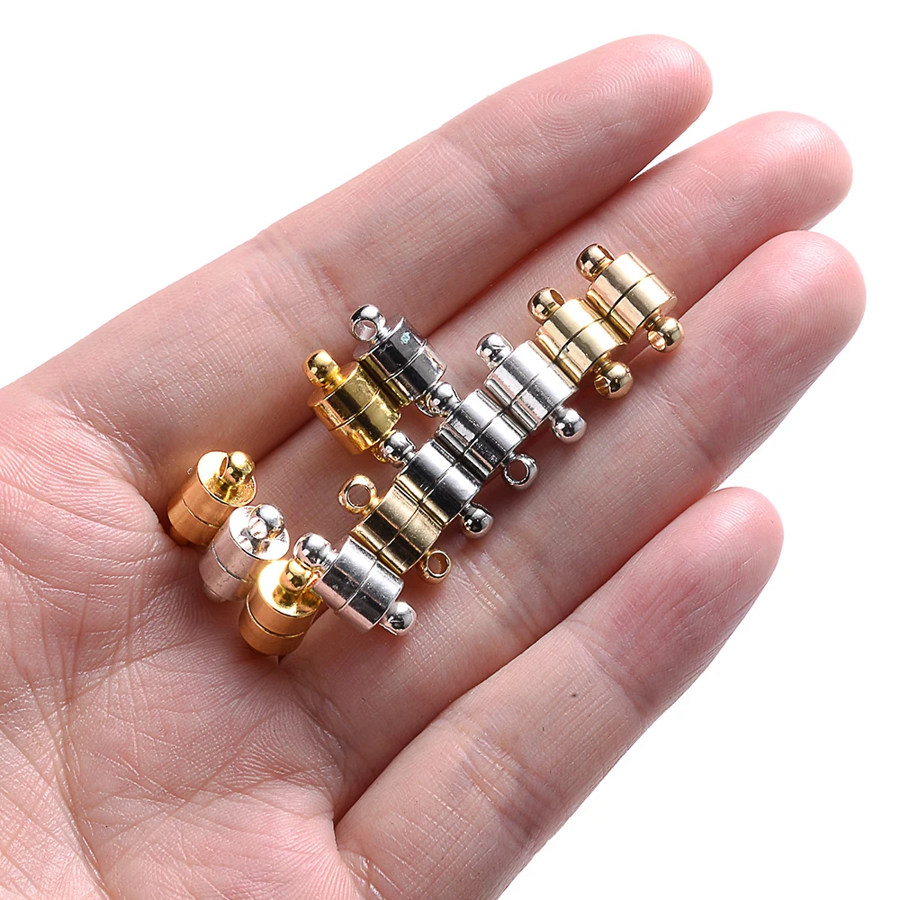 iYOE 5pairs/Lot 12x6mm Magnetic Clasps Cylinder End Buckle Magnet Claps For Connector Rope Chain DIY Jewelry Bracelet Necklace