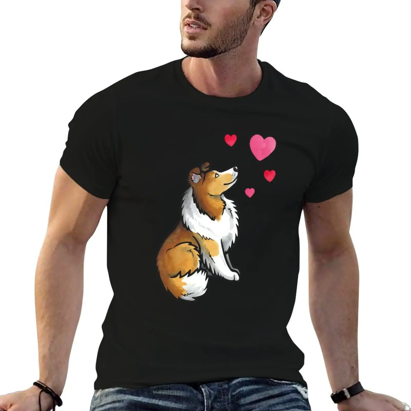 Sheltie love T-Shirt Breathable Mesh Panel T-Shirt