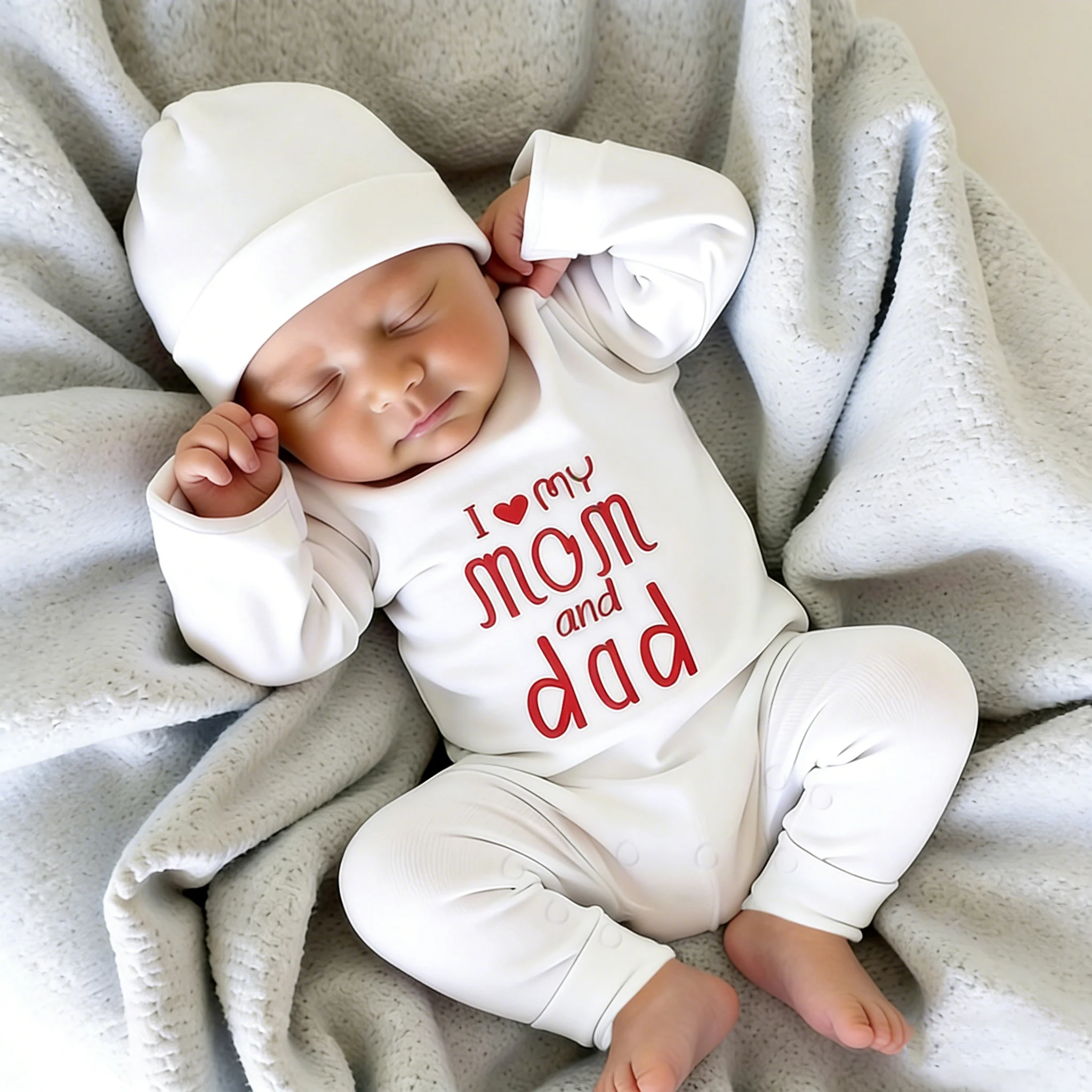 Ylsteed Newborn Photography Bodysuit Toddler Baby With Button Long Sleeves Romper Letter Print Jumpsui Hat Coming Home Outfit-HD - view 4