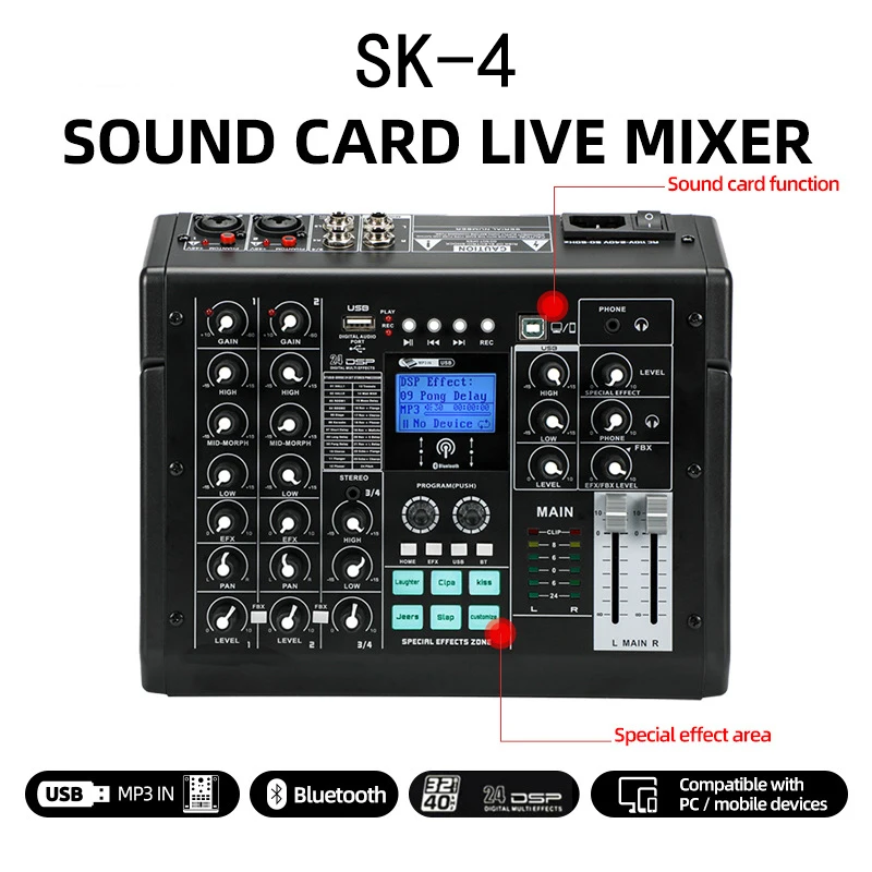 Xtuga New Arrival SK-4 Mini 4 Channels Professional Audio Sound Cards & Mixers