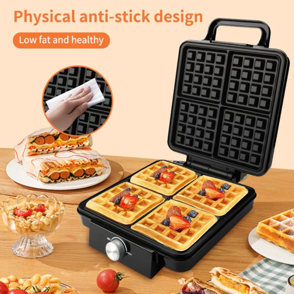 4 Square Belgian Waffle Maker Large Kitchen Appliance 4 Fluffy Waffles Great Griddle for Family Holiday Breakfast or Xmas Gift