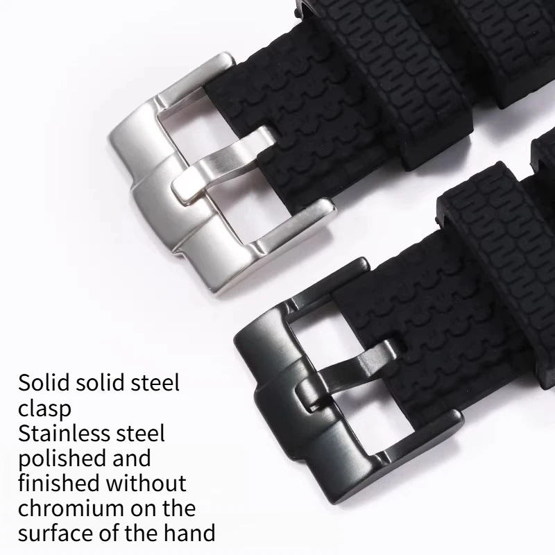 Silicone watch strap men for Original TAG HEUER CARRERA caliber 16 1887 FT6042 FT6033 racing tire pattern Soft rubber watchband view 5