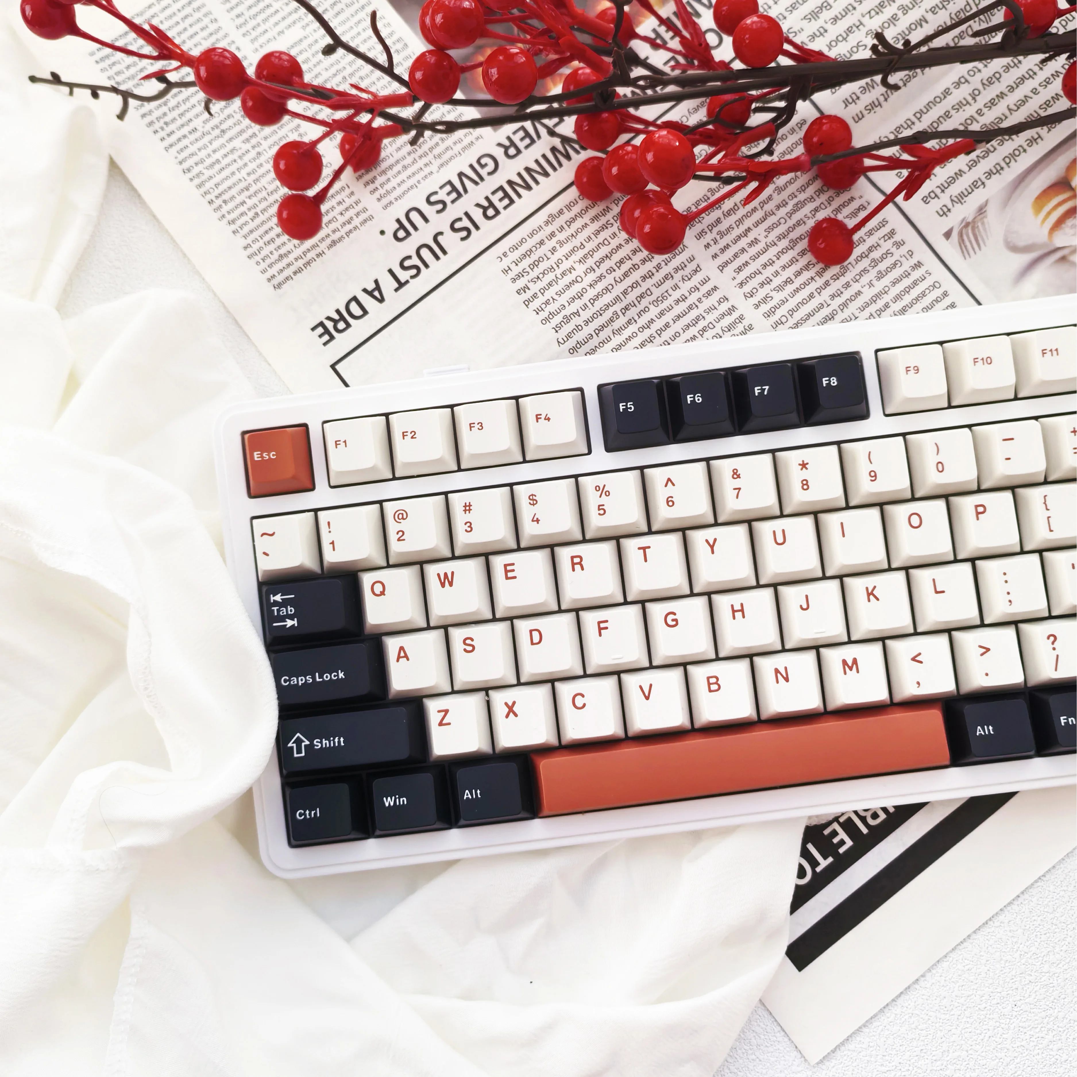 128 Keys Ink Orange Double Shot PBT Keycaps Cherry Profile Key caps for Gateron MX Switches Mechanical Keyboard