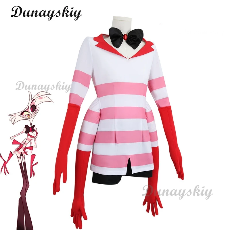 Hazbin Cosplay Hotel Staub Engel Cosplay Kostüm Uniform Frauen Mädchen Geburtstags feier Kleid Karneval Halloween Kostüm