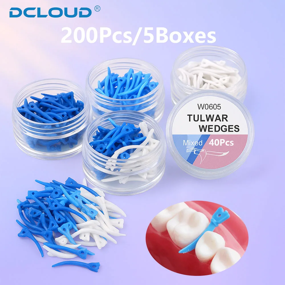 

200Pcs/5Box Dental Tulwar Wedges Refill Wedge for Sectional Matrix System Disposable Plastic Wedge With Hole S/M/L Dentist Tool