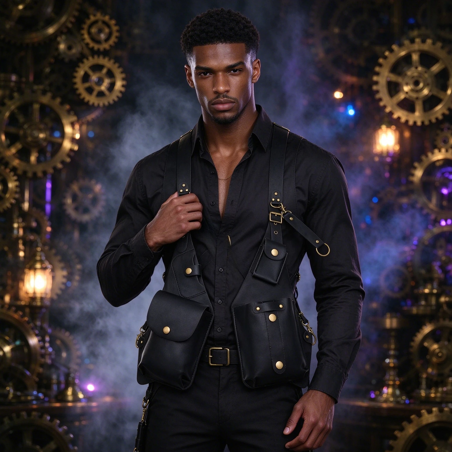 Steampunk Shoulder Harness Vest Bag Retro Viking Underarm Chest Pack Cosplay for Comic Con Masquerade & Motorcycle Style