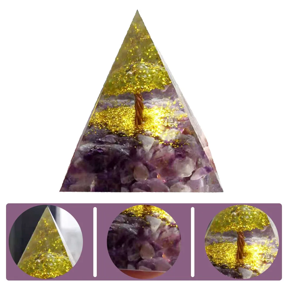 

Orgone Pyramid Energy Decoration | Natural Amethyst Meditation Stone | Healing Reiki Chakra Meditation Ornaments