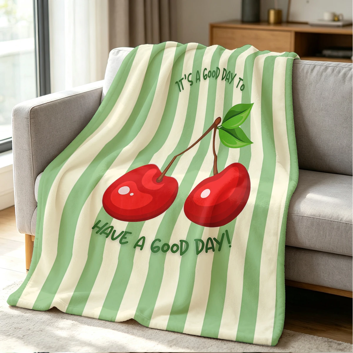 Cherry Joy Blanket Soft Cozy Throw for Sofa Bed Festive Holiday Decor Gift for Kids and Adults,Lightweight and Warm