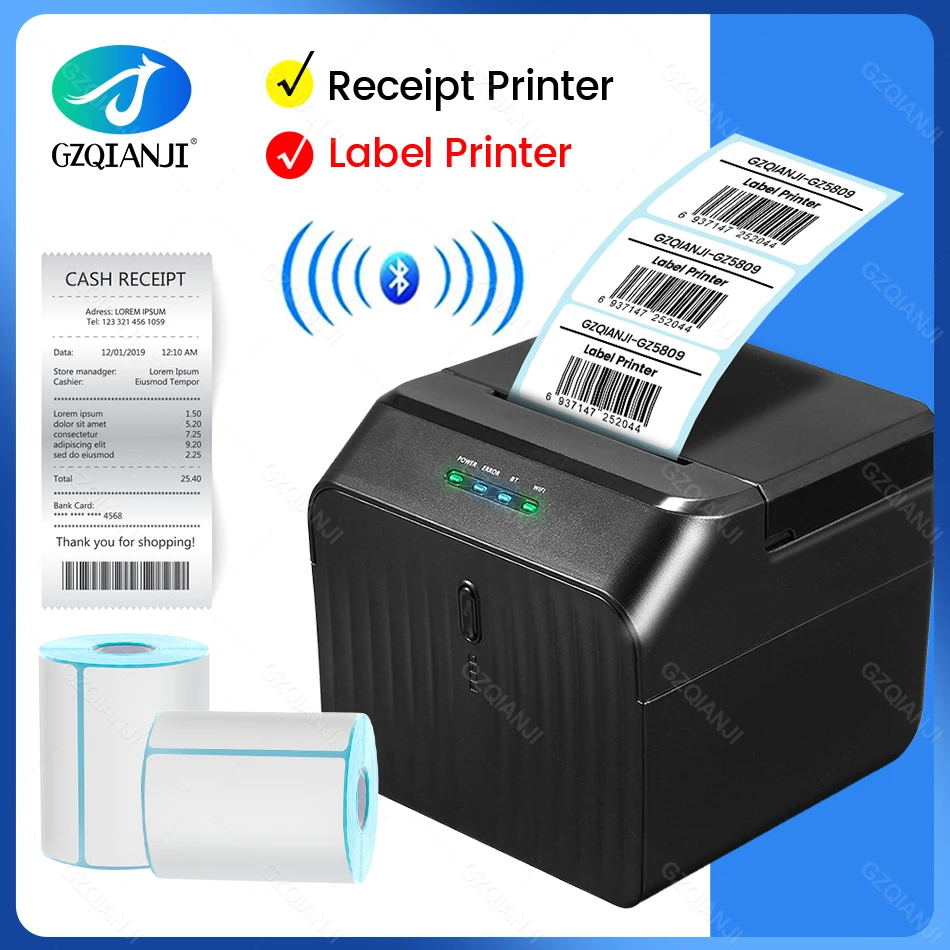 GZQIANJI Mini Desktop Pos Label Receipt Thermal Printer 2inch 58mm Bluetooth Impressora Express Barcode принтер Impresora Handy