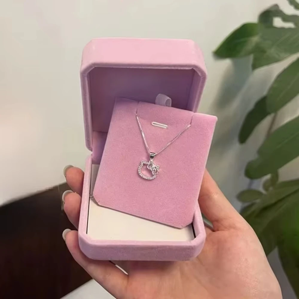 الكرتون مرحبا كيتي قلادة القلائد موضة القوس لطيف المعادن القط خاتم اكسسوارات عيد ميلاد قلادة هدايا للفتيات #1