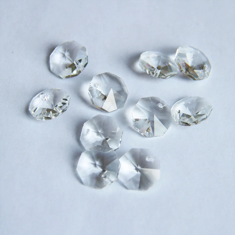 14mm 50pcs Crystal Octagonal Beads In One Hole K9 Crystal Chandelier Part Accessories Wedding & Celebrate Festival