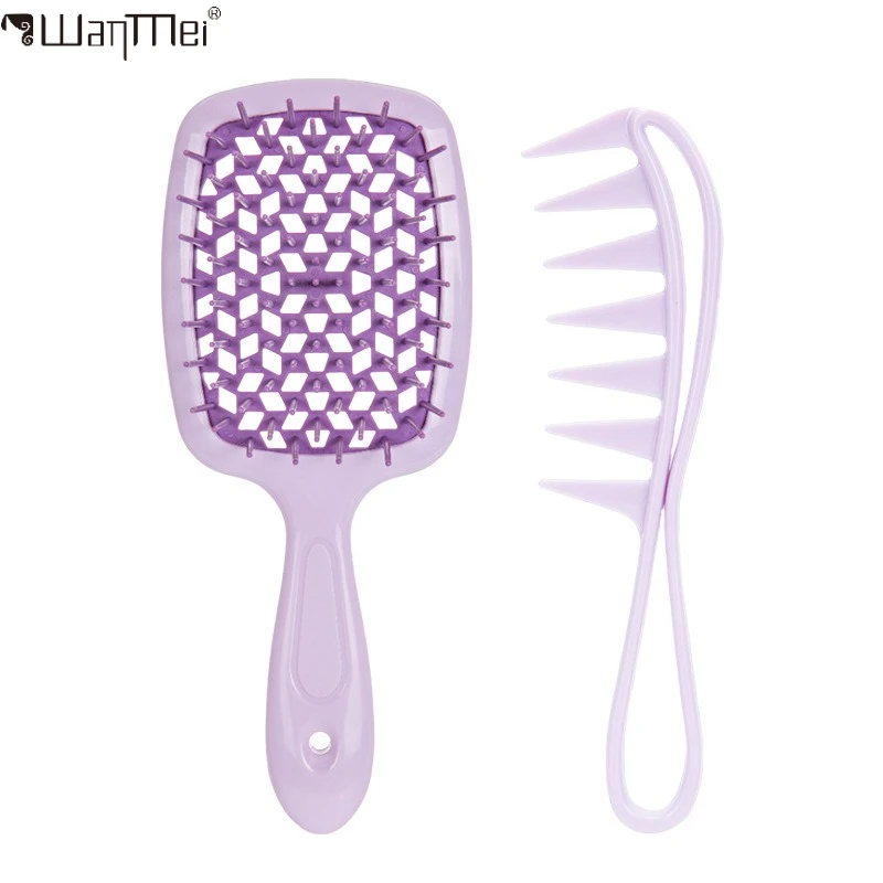 Conjunto de pente de cabelo profissional, 2 peças, almofada de ar, massagem no couro cabeludo, shampoo, escova e dentes largos, pente desembaraçador, ferramentas de salão de cabeleireiro