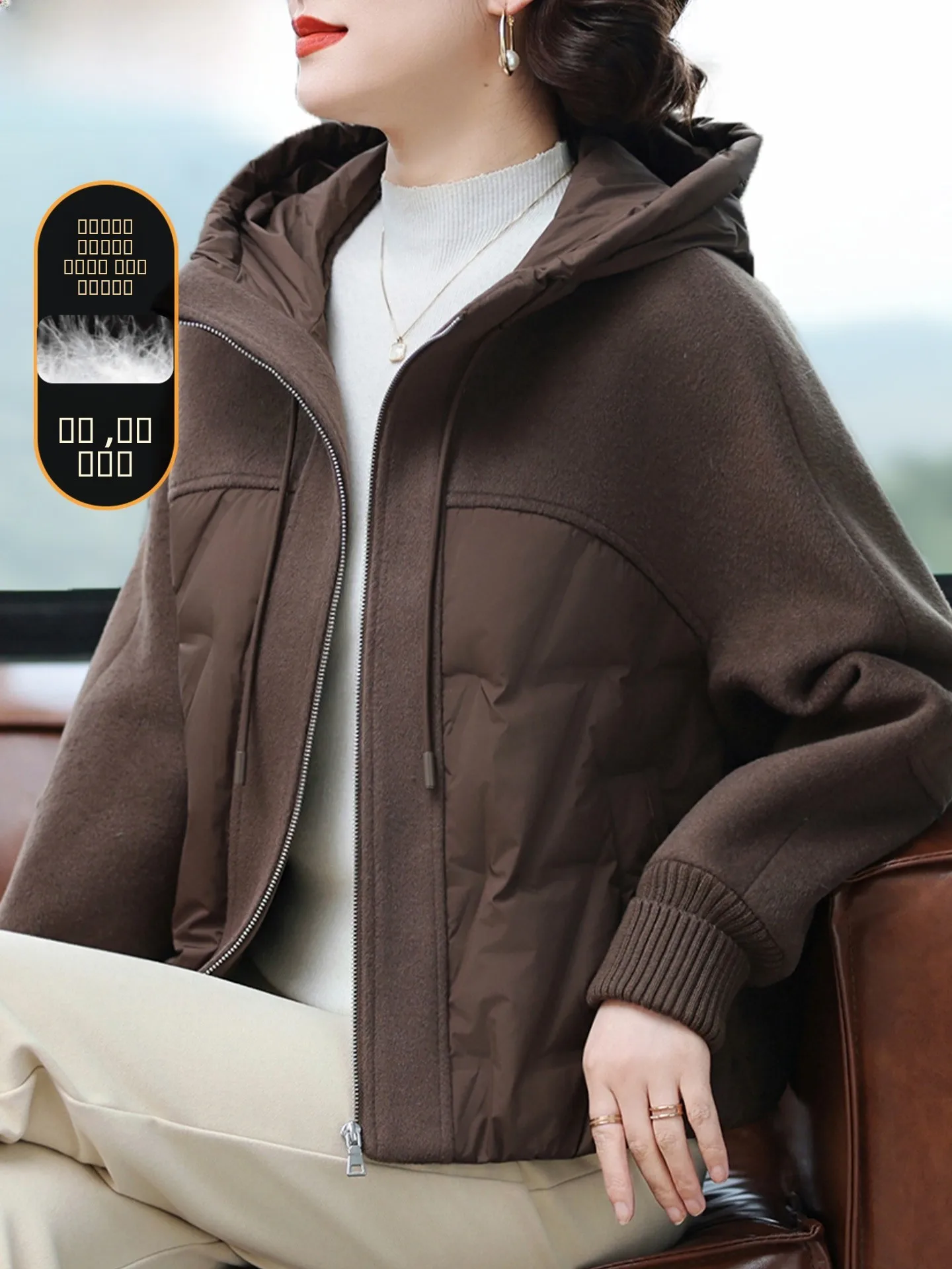 

Модное зимнее шерстяное пальто-дафлкот в клетку для женщин среднего и старшего возраста, теплое, из полиэфирного волокна, на молнии