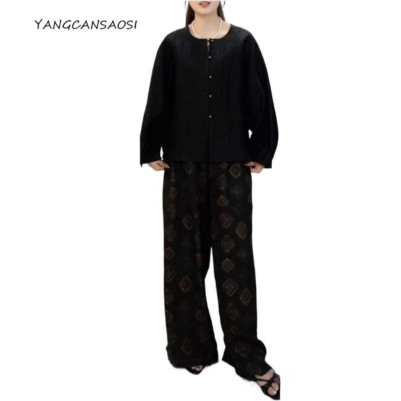 

Women's Fashion Clothing Simple 100% Natural Mulberry Silk Gambiered Guangdong Gauze Retro Loose Long Sleeved Black Cardigan