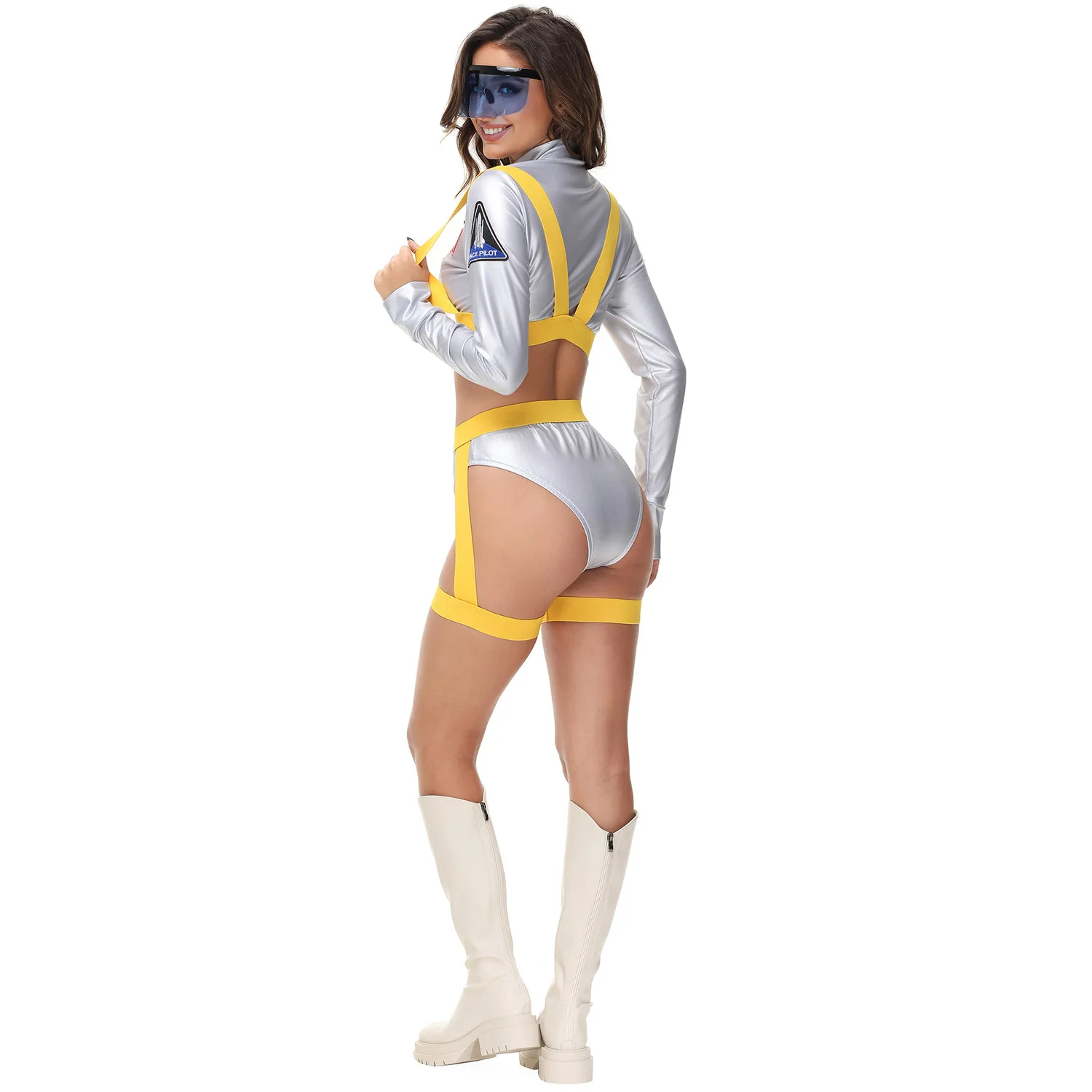 Costume d'astronaute Sexy pour femmes, tenue de plang de rôle, Performance sur scène, Costume spatial Cisas Par, modèle féminin, vêtements de scène ethniques