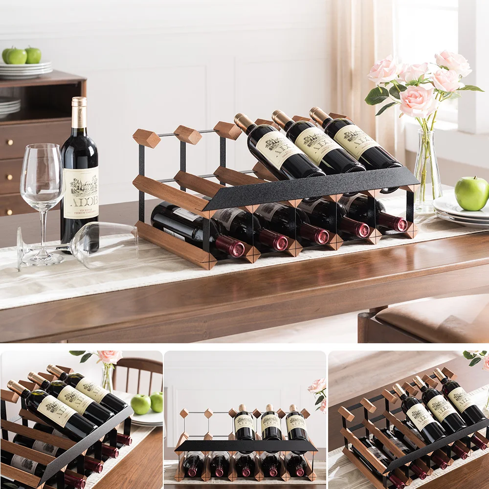 

Wine rack ornament Small wine rack diagonal display cellar cabinet Solid wood shelf Shelf