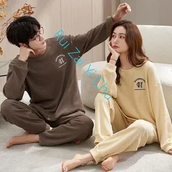 Pajama Sets Print Pants Homewear Kawaii Clothes 2 Piece Sets Nightwear Lovers Couple Long Sleeves Sleepwear Autumn Winter Cotton